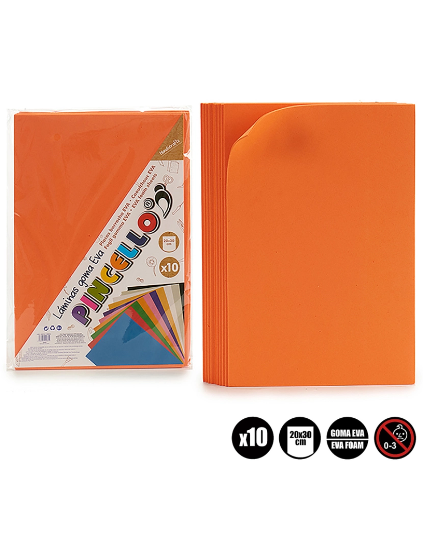 DAM - DAM  Conjunto de 10 folhas de espuma eva 20x30 cm. 30x0,2x20 cm. Cor laranja