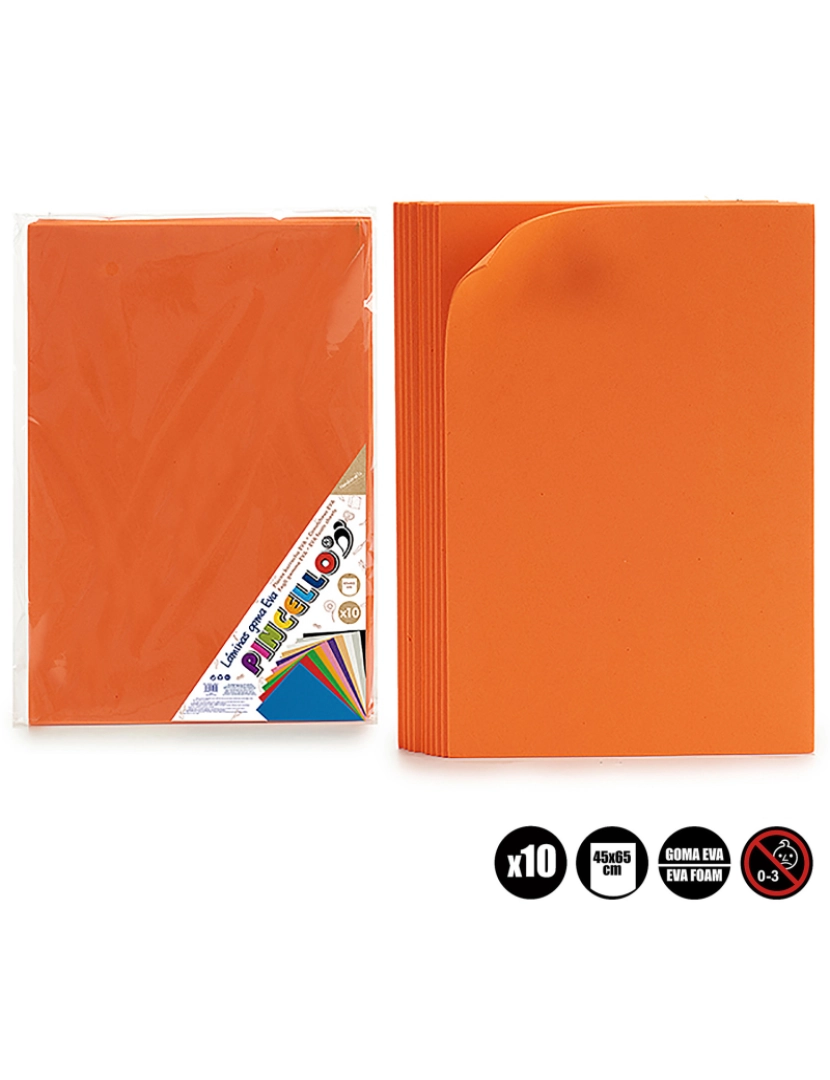 DAM - DAM  Conjunto de 10 folhas de espuma eva 45x65 cm. 65x0,2x45 cm. Cor laranja