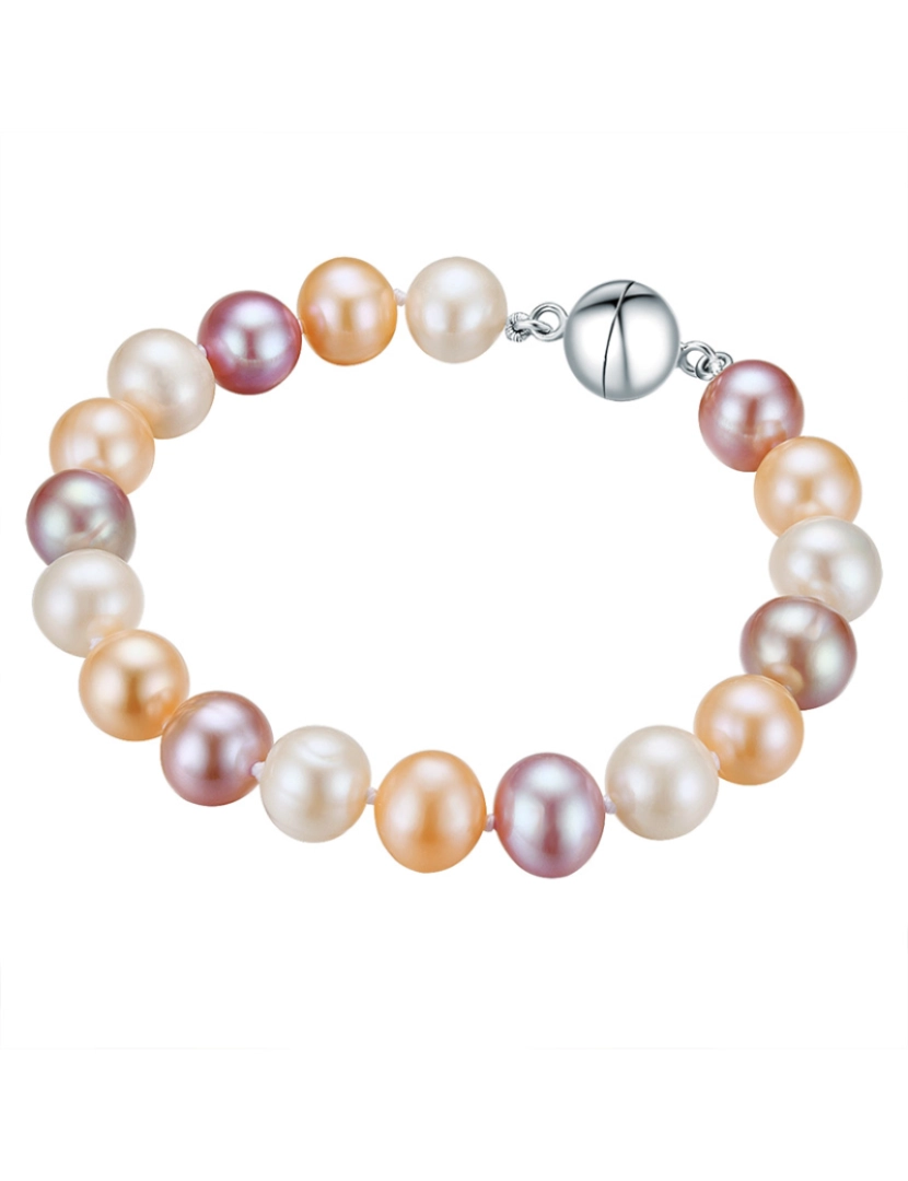 Valero Pearls - Bracelete Prata de Lei c/ Pérolas Multicolor