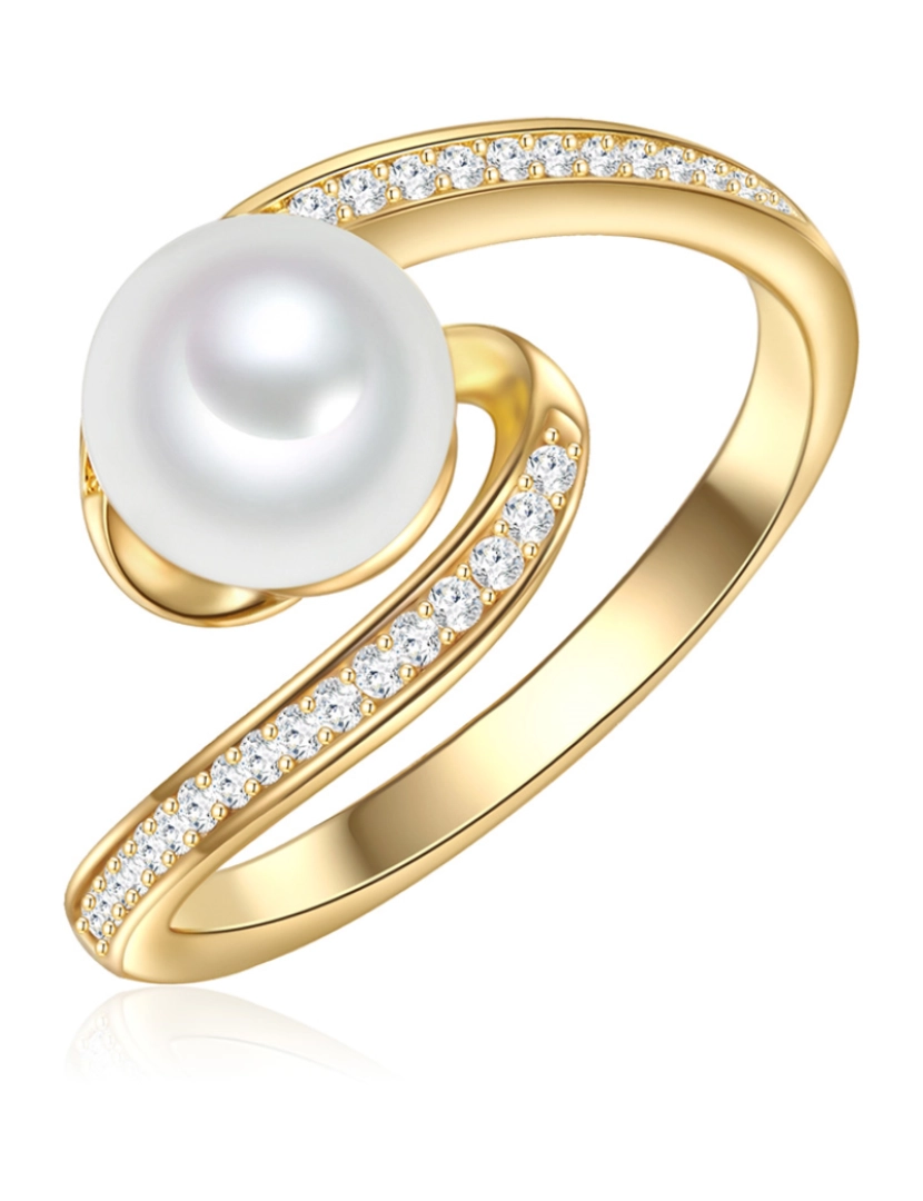 Valero Pearls - Anel de Prata Dourado c/ Pérola