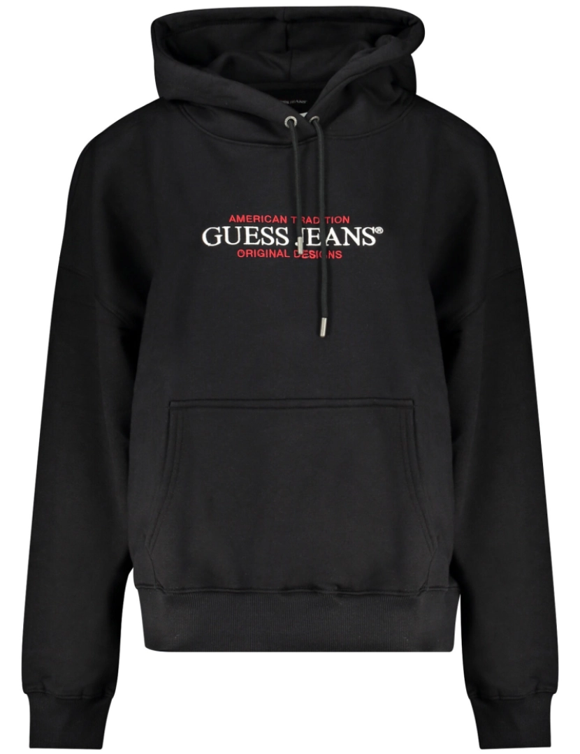 Guess Jeans - Guess Jeans Sweatshirt com Capuz Preta Mulher W4YQ15KC