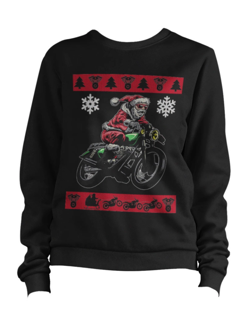 imagem de moletom Moletom feio jumper de motocicleta Santa pulôver CrewneckHoodie moletom-S1