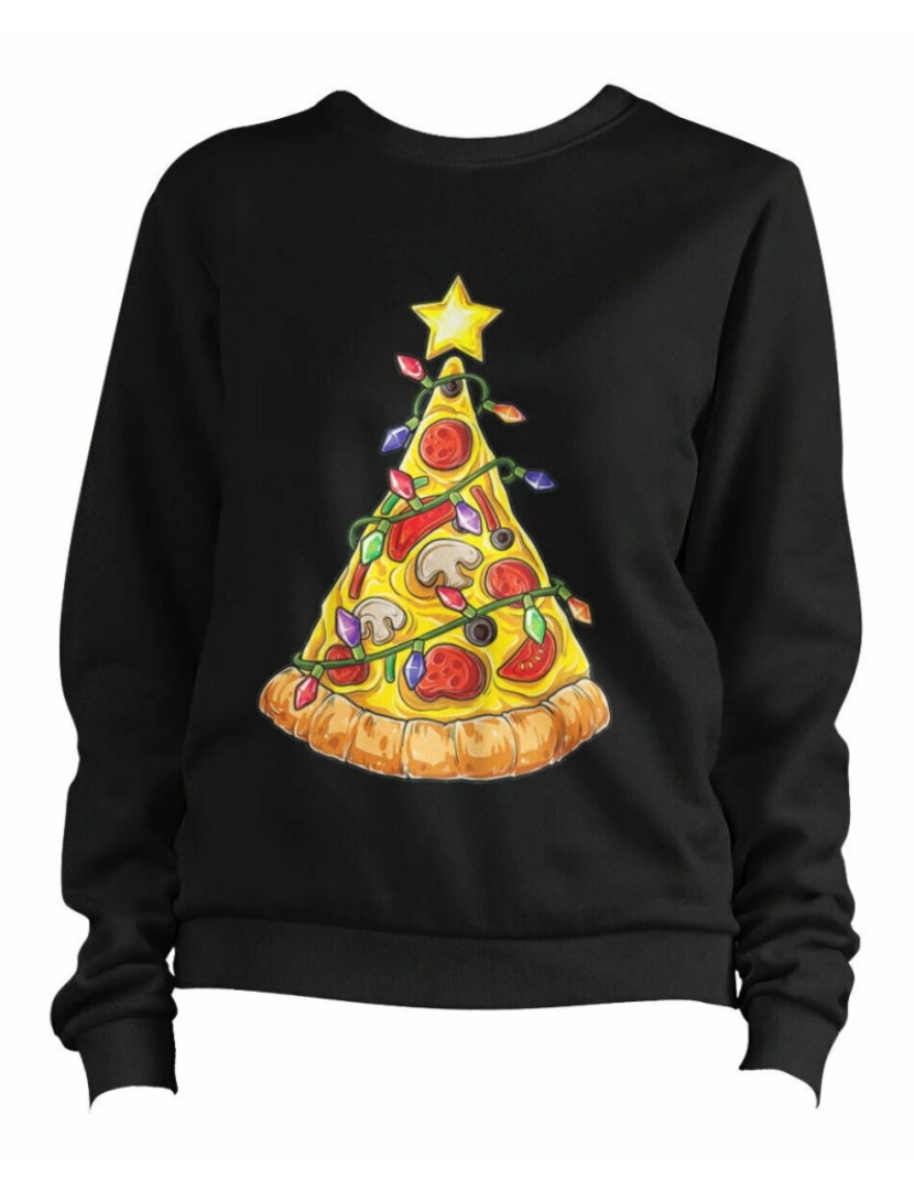 Rockinstone - moletom Moletom Pizza Christmas Tree CrewneckHoodie moletom-S