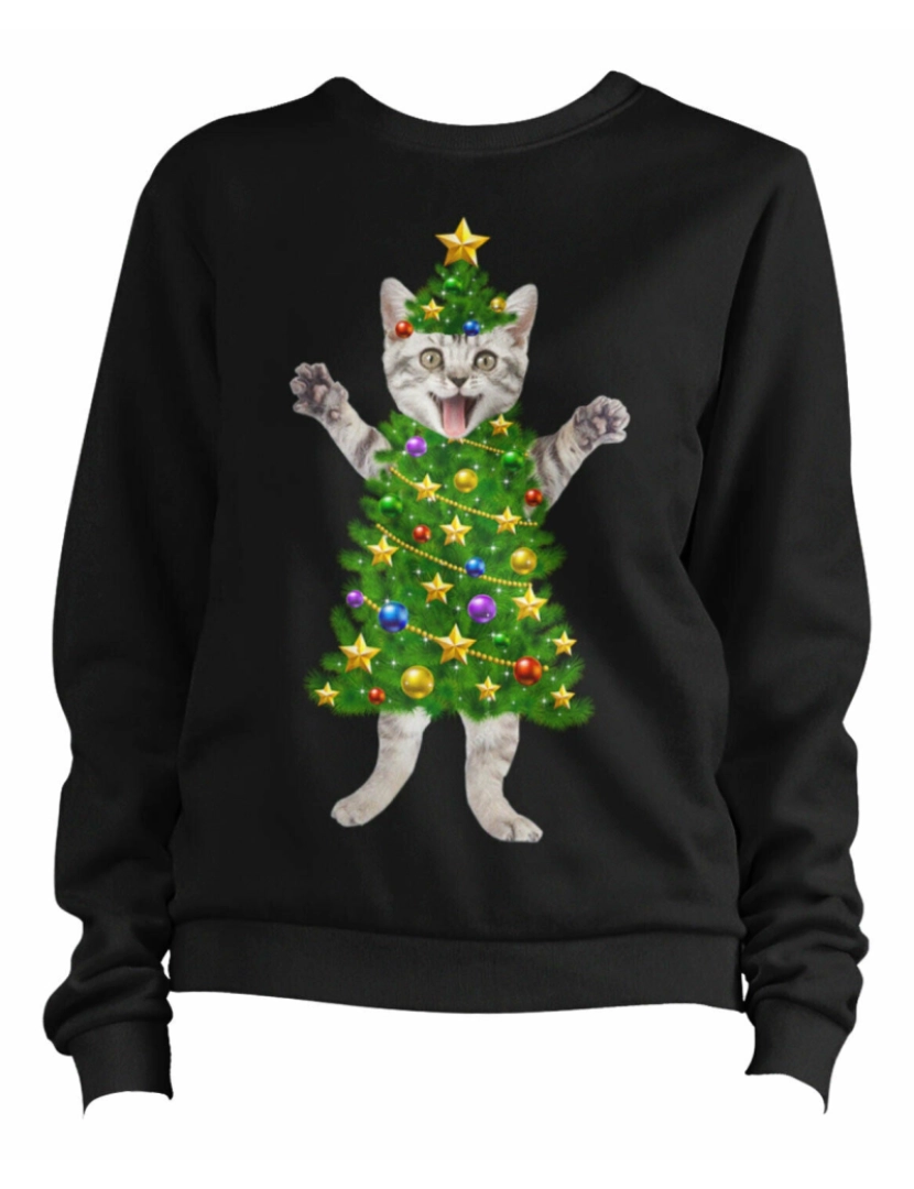 imagem de moletom Moletom Árvore de Gato de Natal CrewneckHoodie moletom-S1