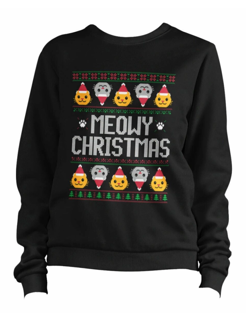 Rockinstone - moletom Meowy Natal Moletom Pulôver Suéter CrewneckHoodie moletom-S