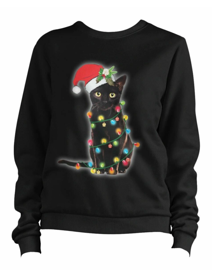 Rockinstone - moletom Moletom com luzes de gato de Natal CrewneckHoodie moletom-S