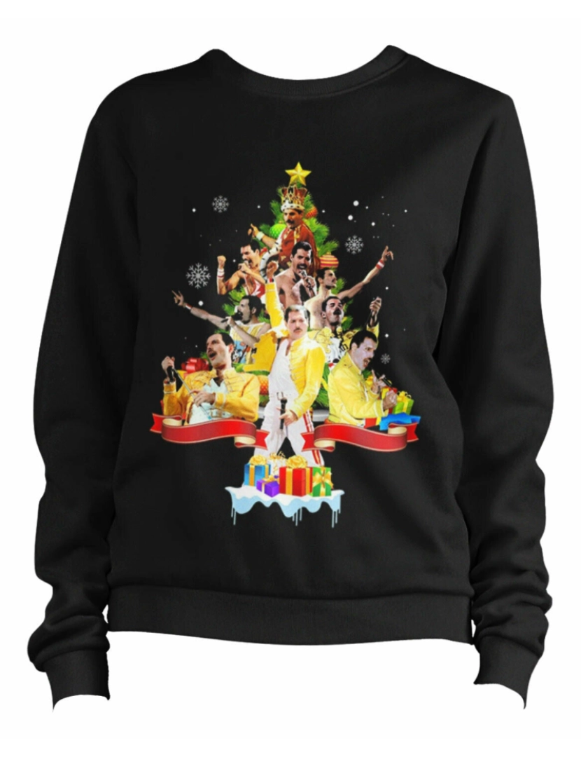 imagem de moletom Freddie Mercury Christmas Tree Suéter Moletom Pulôver CrewneckHoodie moletom-S1