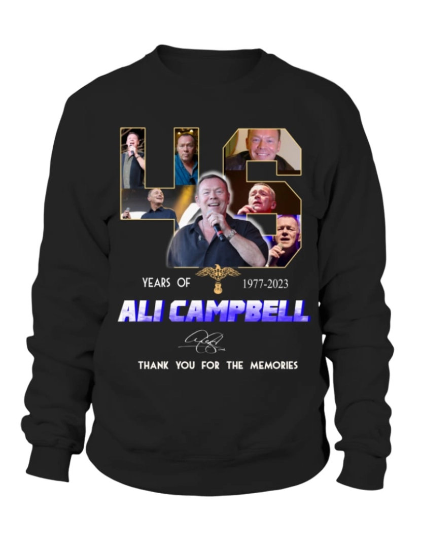 Rockinstone - moletom ALI CAMPBELL 46 ANOS DE 1977-2023 moletom CrewneckHoodie moletom-S