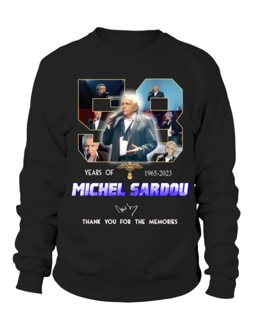 imagem de moletom MICHEL SARDOU 58 ANOS DE 1965-2023 moletom CrewneckHoodie moletom-S1