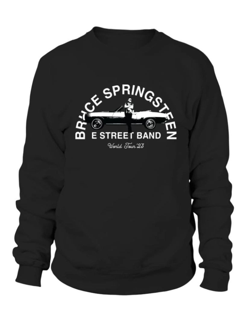 Rockinstone - moletom Loja Bruce Springsteen e The E Street Band 2023 World Tour moletom com capuz preto CrewneckHoodie moletom-S