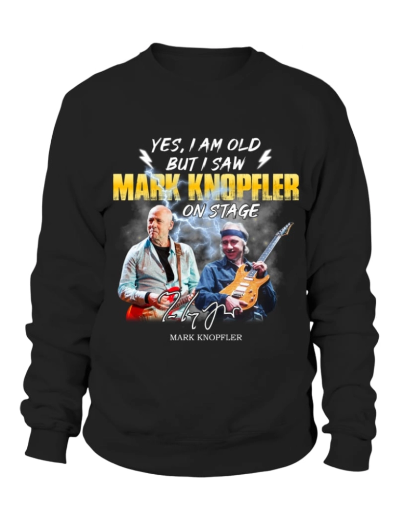 Rockinstone - moletom SIM, SOU VELHO, MAS VI MARK KNOPFLER NO PALCO Moletom CrewneckHoodie moletom-S