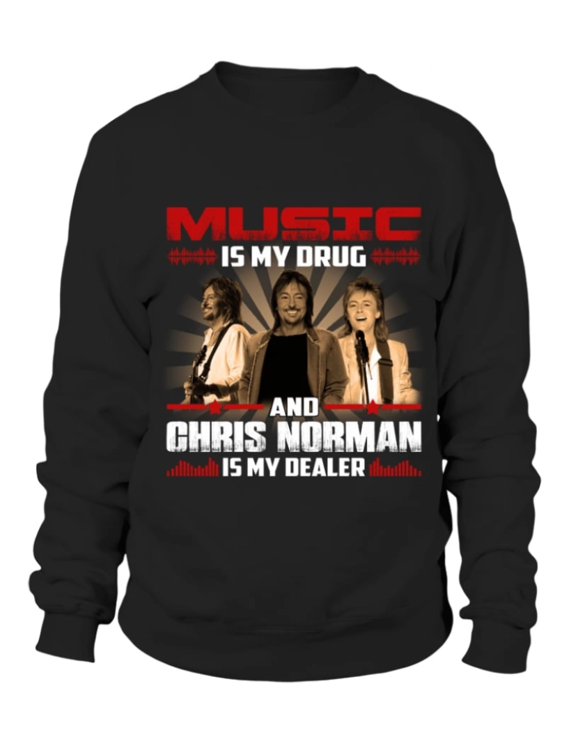 Rockinstone - moletom MÚSICA É MINHA DROGA CHRIS NORMAN É MEU REVENDEDOR moletom CrewneckHoodie moletom-S