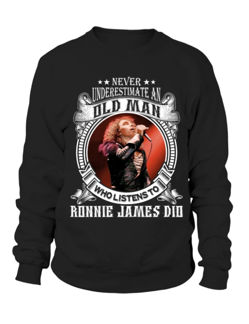 Rockinstone - moletom NUNCA SUBESTIMA UM VELHO QUE ESCUTA RONNIE JAMES DIO moletom CrewneckHoodie moletom-S