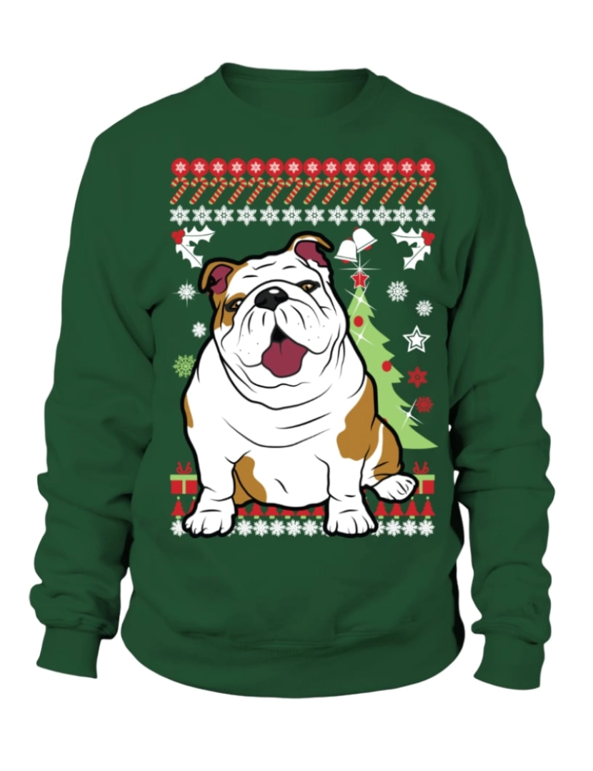 Rockinstone - moletom moletom com tema de natal bulldog inglês CrewneckHoodie moletom-S