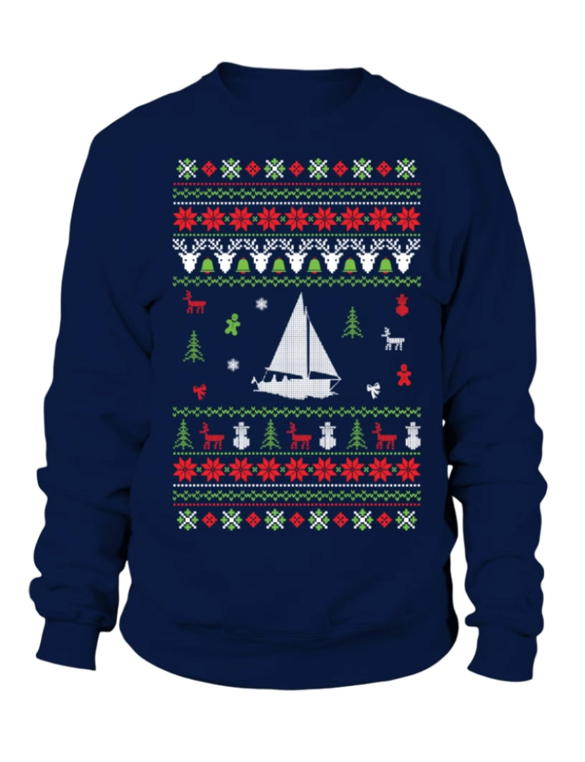 imagem de moletom moletom com tema de natal navegando CrewneckHoodie moletom-S1