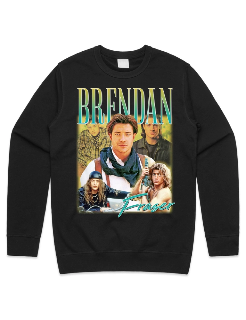 imagem de moletom Brendan Fraser Homage Jumper Suéter Moletom Engraçado Presente de Programa de TV CrewneckHoodie-S1