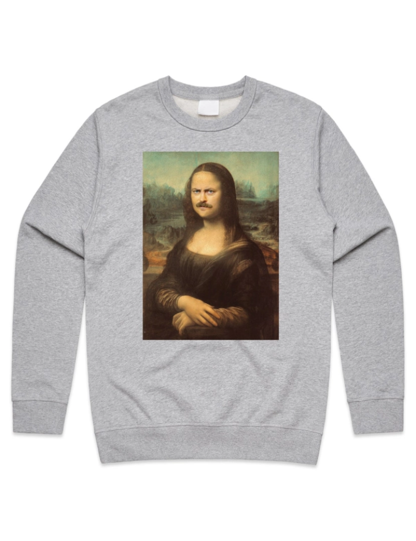 Rockinstone - moletom Ron Swanson Mona Lisa Jumper Suéter Moletom Engraçado Presente Parques e Rec CrewneckHoodie moletom-S