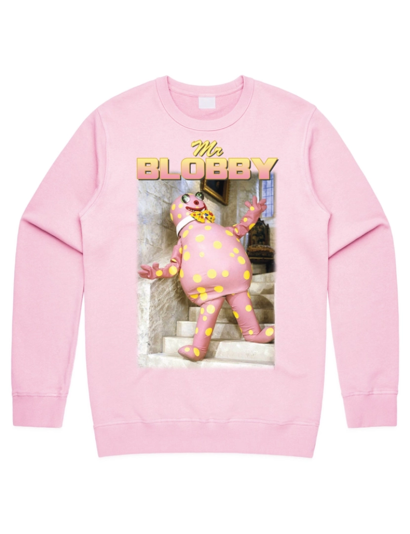 Rockinstone - moletom Mr Blobby Homenagem Jumper Suéter Moletom Engraçado Reino Unido Tributo Presente Fã de TV Lenda dos anos 90 Noel CrewneckHoodie-S