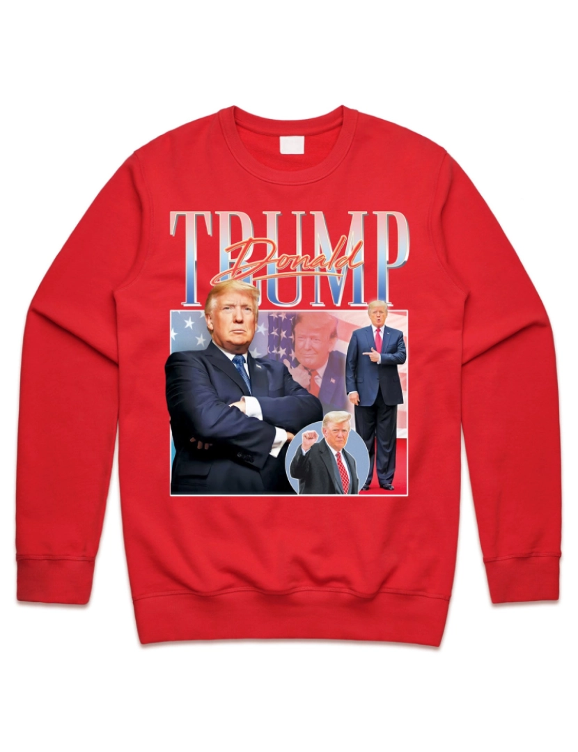 imagem de moletom Donald Trump Homage Jumper Sweater Moletom Presidente dos EUA Ícone 2024 Eleição Votação Republicana CrewneckHoodie-S1