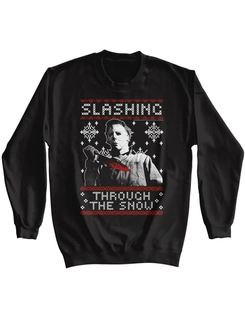 imagem de moletom Moletom preto Halloween Slashing Thru The Snow CrewneckHoodie moletom-S1