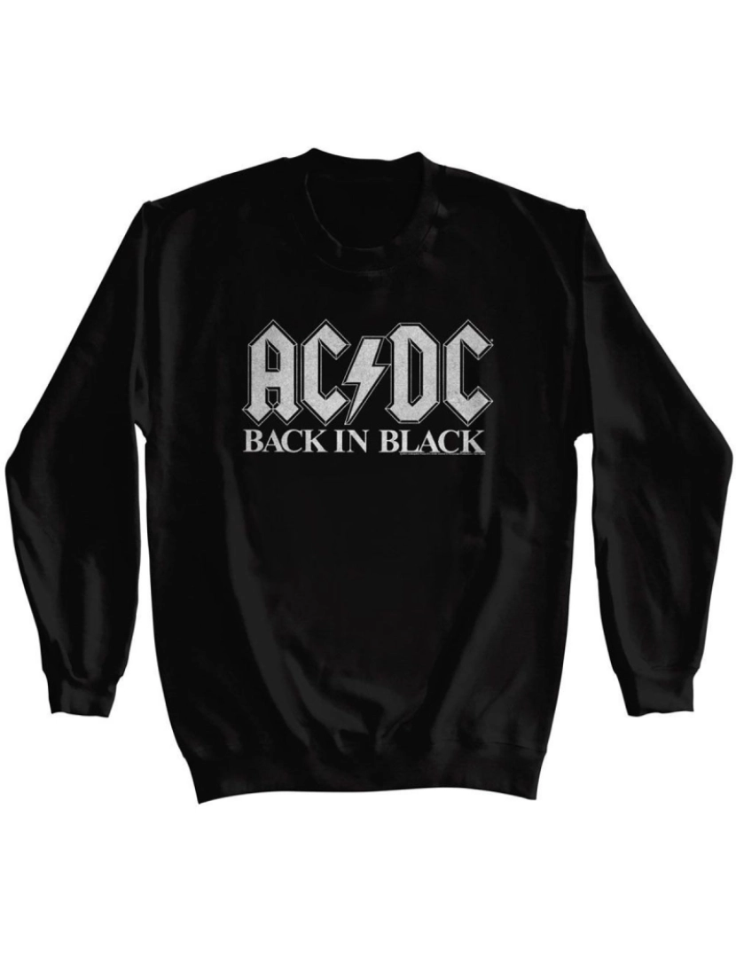 Rockinstone - moletom Moletom adulto ACDC Back In Black 2 preto CrewneckHoodie moletom-S