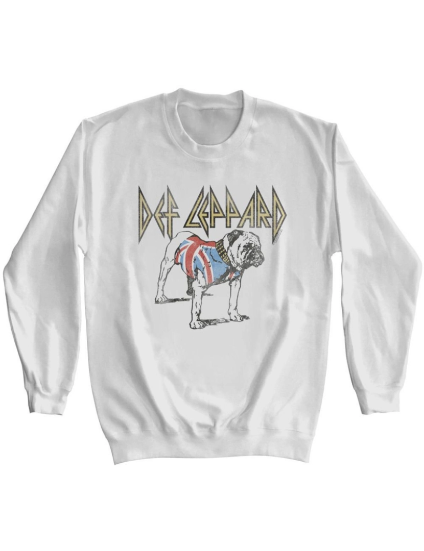 Rockinstone - moletom Def Leppard Bulldog Branco Adulto Crewneck Moletom CrewneckHoodie moletom-S