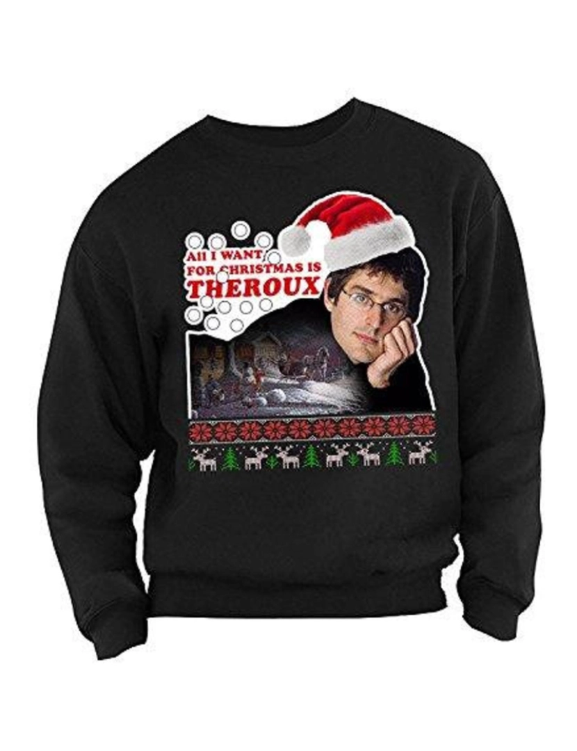 imagem de moletom Suéter de Natal Louis Theroux Tudo que eu quero para o Natal é moletom Theroux CrewneckHoodie-S1