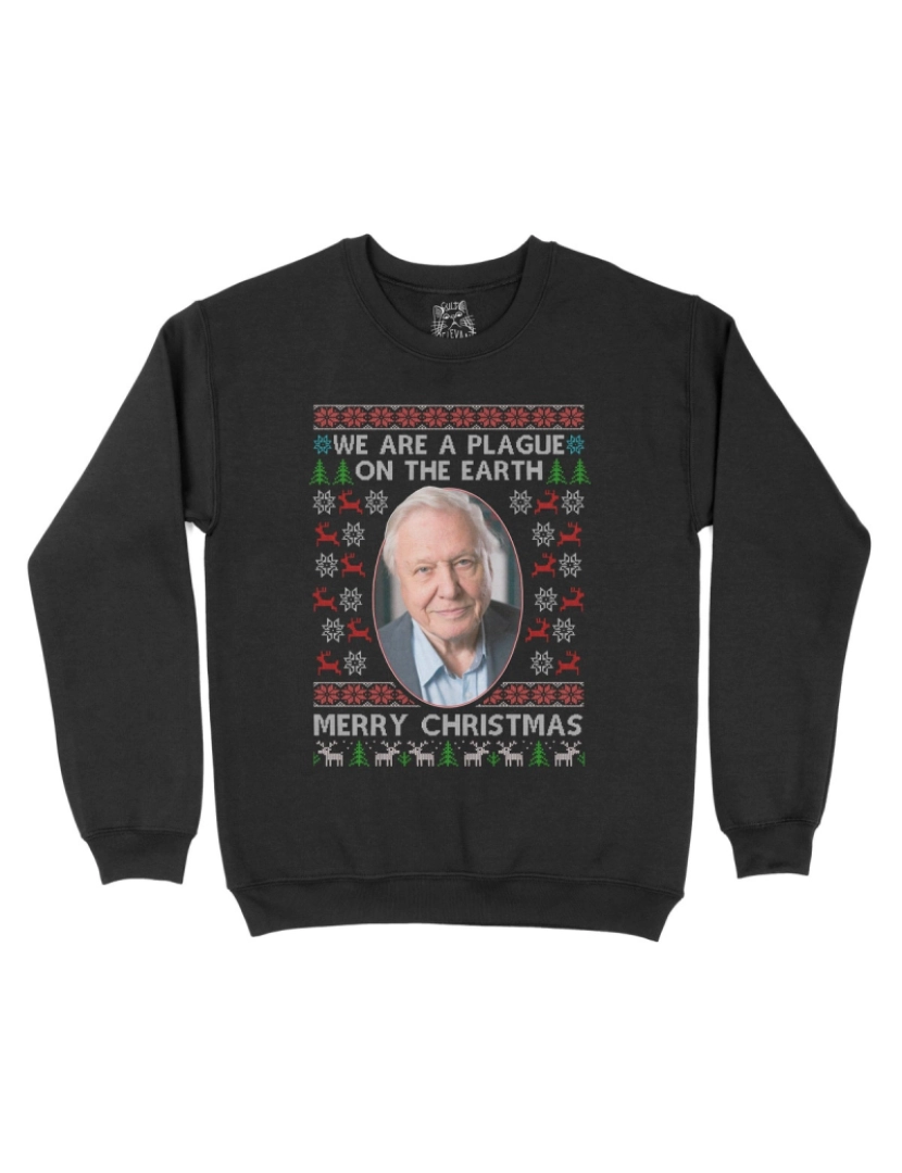 imagem de moletom Suéter de Natal Sir David Attenborough CrewneckMoletom com capuz-S1