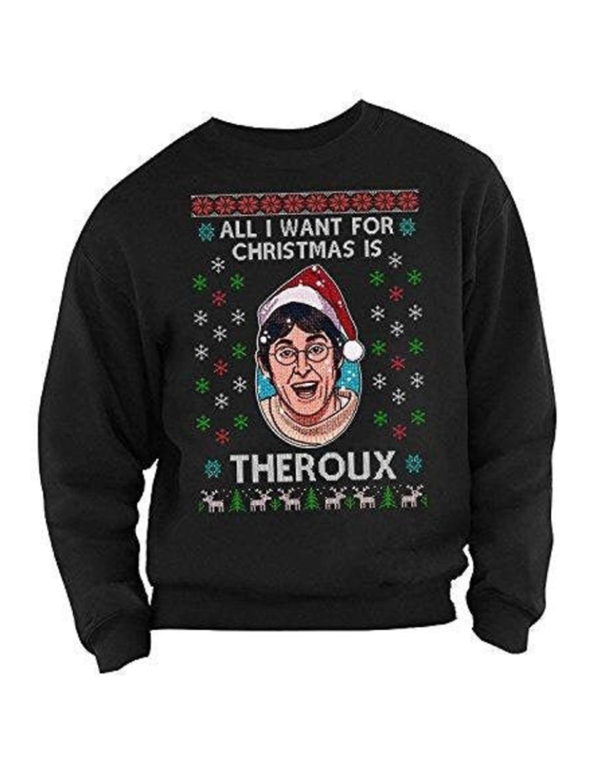 imagem de moletom Suéter de Natal Louis Theroux Tudo que eu quero para o Natal é moletom Theroux CrewneckHoodie-S1