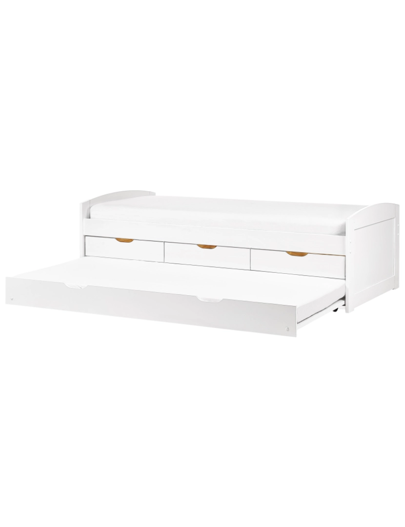 Beliani - Cama infantil dupla em pinho branco tamanho Individual 90x200 cm estrutura extra deslizante e gavetas de arrumação