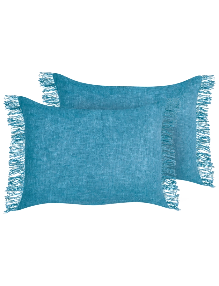 Beliani - Conjunto de 2 almofadas decorativas em algodão azul 35 x 50 cm para sofá ou cama modernos