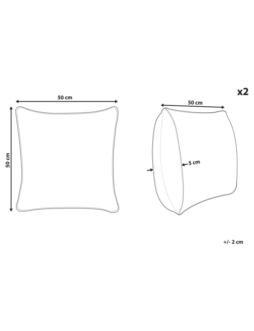 imagem de Conjunto de 2 almofadas decorativas em poliéster azul 50 x 50 cm para quarto ou sala2