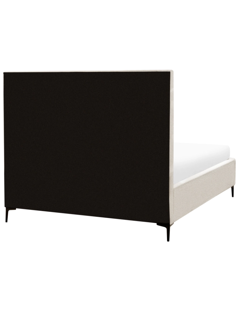 imagem de Cama de veludo branco-creme 160 x 200 cm com cabeceira acolchoada e pernas de metal preto8