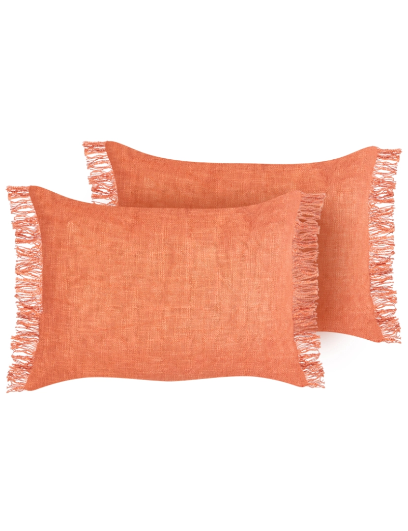 Beliani - Conjunto de 2 almofadas decorativas em algodão laranja 35 x 50 cm para sofá ou cama modernos