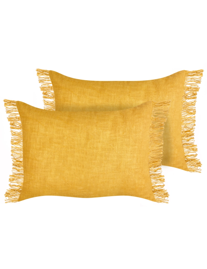 Beliani - Conjunto de 2 almofadas decorativas em algodão amarelo 35 x 50 cm para sofá ou cama modernos