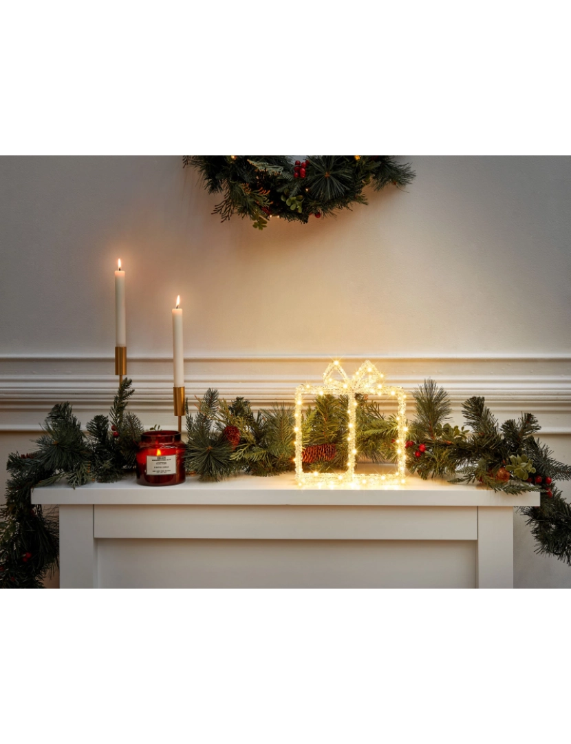 imagem de Decoração de Natal em acrílico branco 22 x 6 x 25 cm em forma de presente para decoração natalícia ou sazonal3