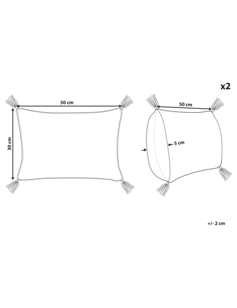 imagem de Conjunto de 2 almofadas decorativas em algodão branco creme 30 x 50 cm com franjas para quarto ou sala2