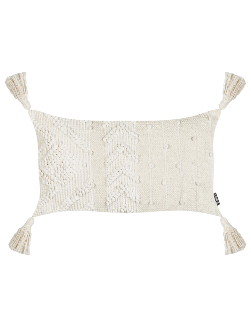 imagem de Conjunto de 2 almofadas decorativas em algodão branco creme 30 x 50 cm com franjas para quarto ou sala4