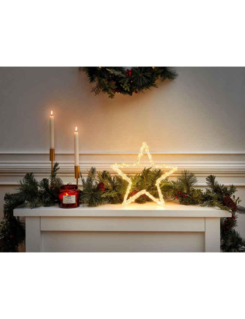 imagem de Decoração LED em acrílico branco 32 x 6 x 31 cm com forma de estrela para decoração de Natal ou sazonal3