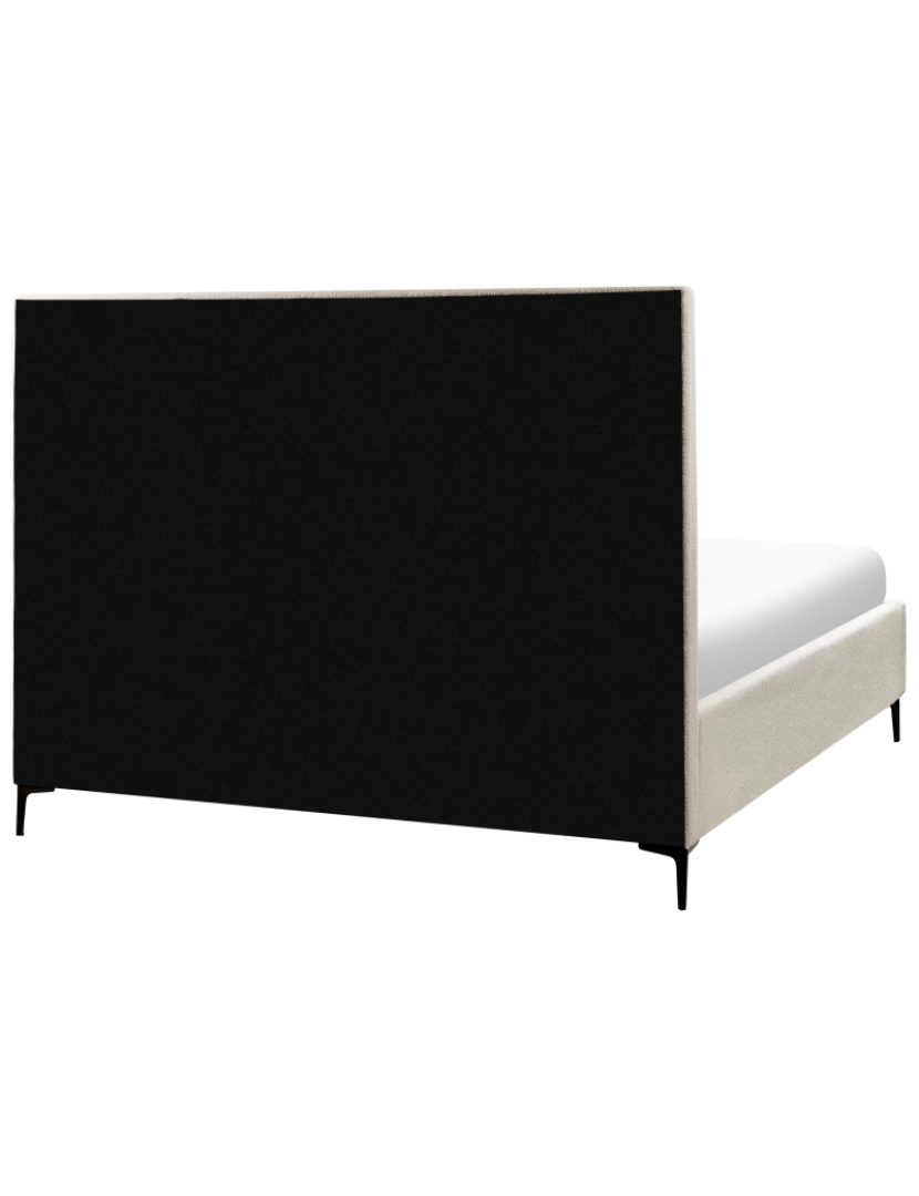 imagem de Cama de veludo branco-creme 180 x 200 cm com cabeceira acolchoada e pernas de metal preto8