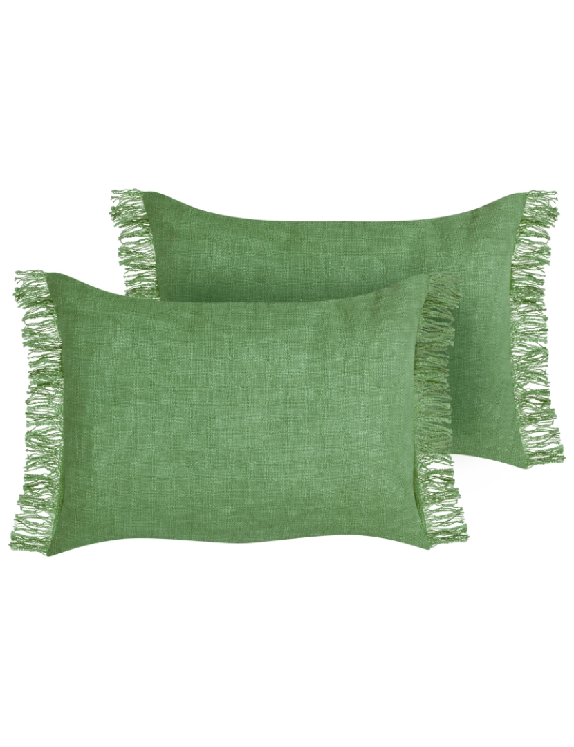 Beliani - Conjunto de 2 almofadas decorativas em algodão verde 35 x 50 cm para sofá ou cama modernos