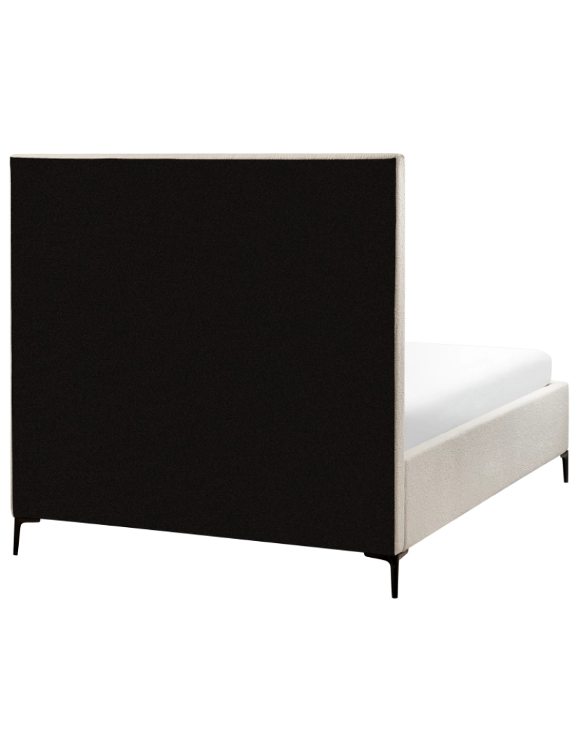 imagem de Cama em bouclé branco-creme 140 x 200 cm com cabeceira acolchoada e pernas de metal preto8