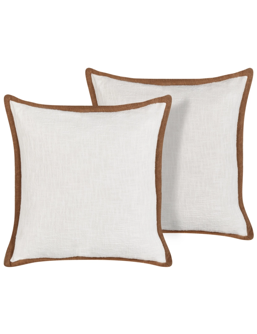 Beliani - Conjunto de 2 almofadas decorativas em algodão branco creme 45 x 45 cm com capas removíveis para quarto ou sala de estilo boho