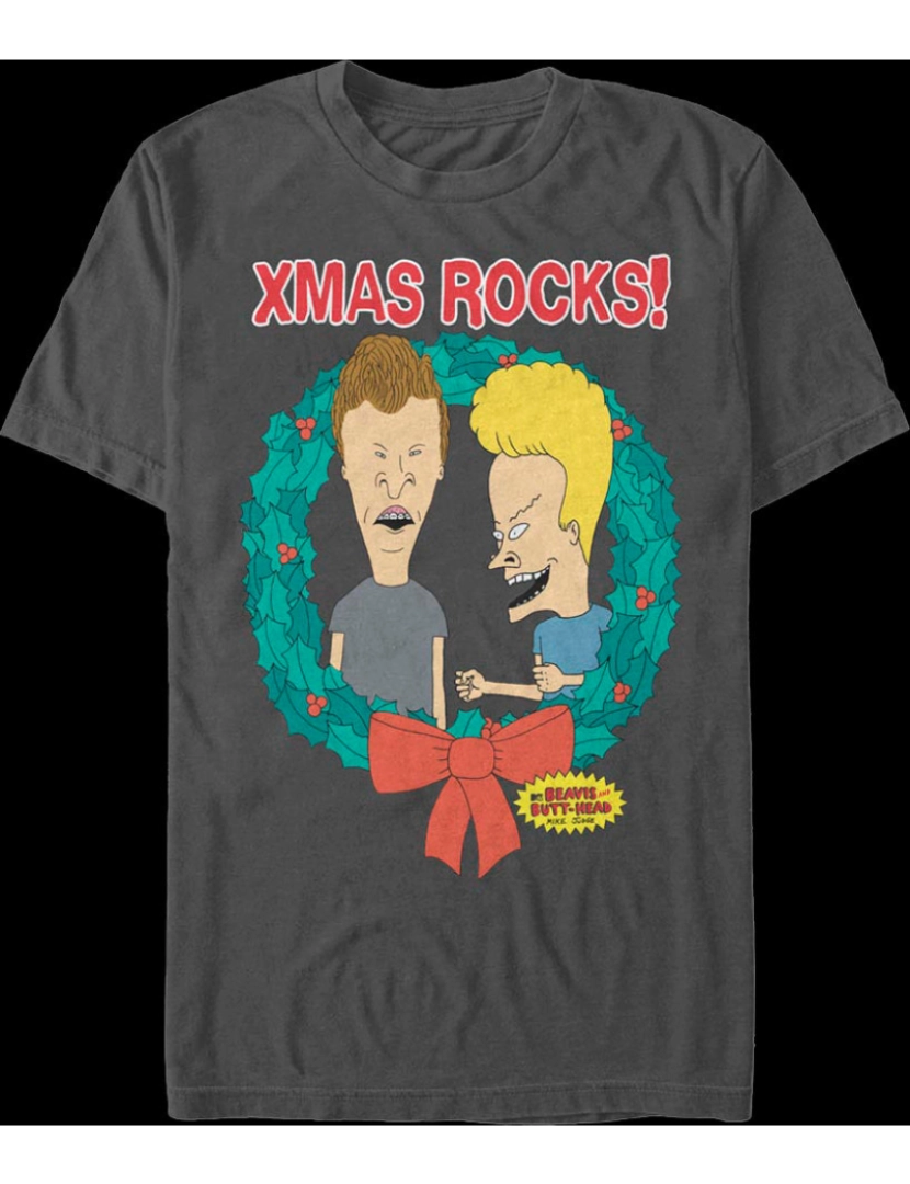 Rockinstone - Camiseta Xmas Rocks Wreath Beavis e Butt-Head-S