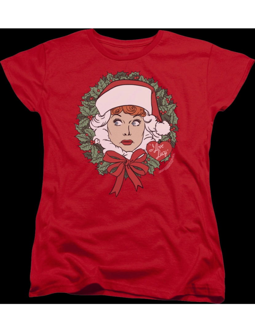 Rockinstone - Camisa feminina com guirlanda de Natal I Love Lucy-S