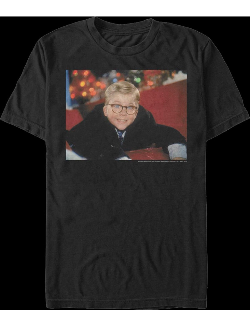 imagem de Ralphie Foto História de Natal Camiseta Preta-S1