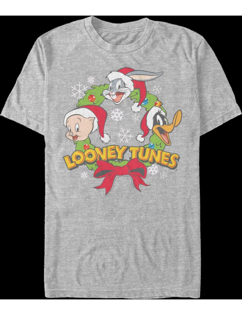 imagem de Camiseta Porky Bugs Daffy Christmas Wreath Looney Tunes-S1