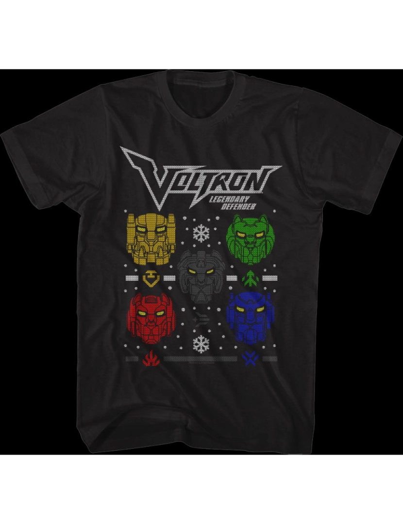 Rockinstone - Camiseta Voltron com suéter feio e falso de Natal Lion Heads-S