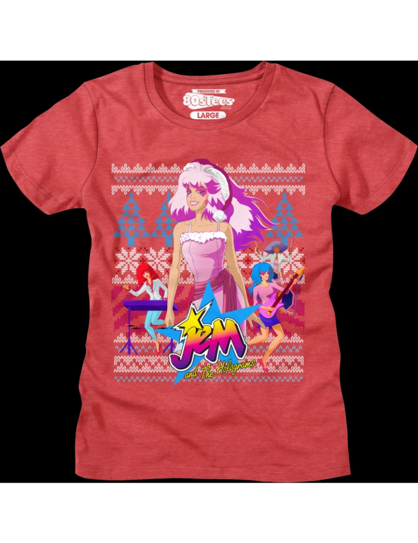 imagem de Camisa feminina de Natal em malha falsa Jem e os hologramas-S1