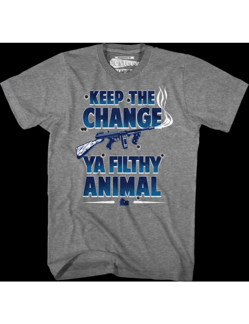 Rockinstone - Camiseta Keep The Change Ya Filthy Animal Sozinho em Casa-S